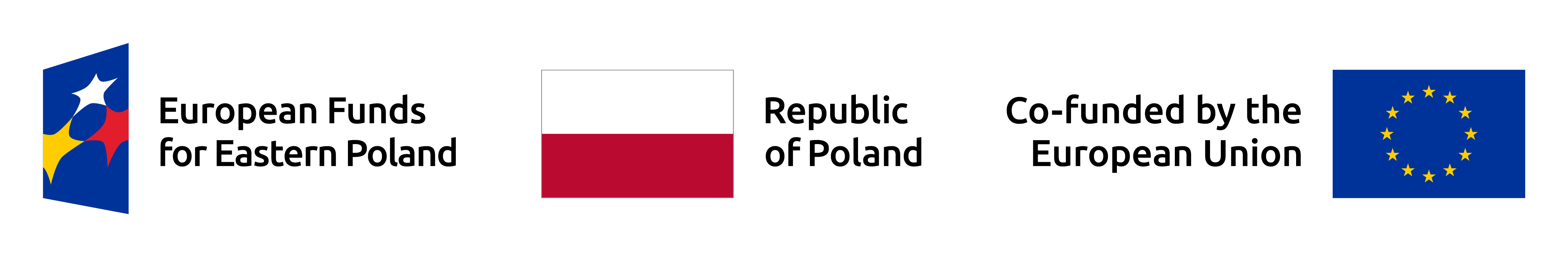 Logotipos de los Fondos Europeos para Polonia Oriental, la República de Polonia y la Unión Europea