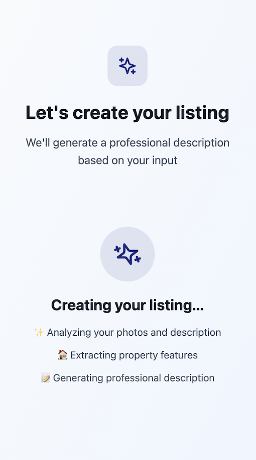AI lager annonse - Vår AI genererer en profesjonell beskrivelse basert på bildene dine og opplysningene.